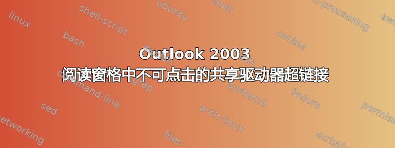 Outlook 2003 阅读窗格中不可点击的共享驱动器超链接