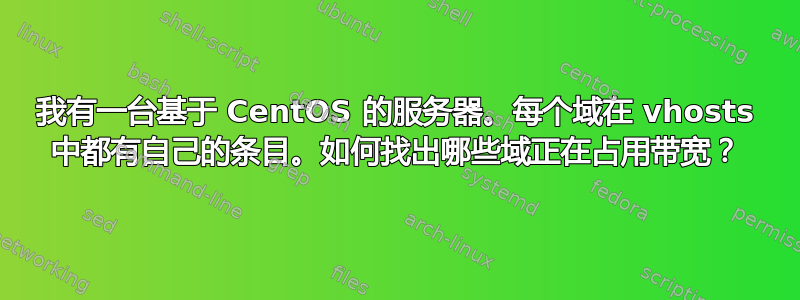 我有一台基于 CentOS 的服务器。每个域在 vhosts 中都有自己的条目。如何找出哪些域正在占用带宽？