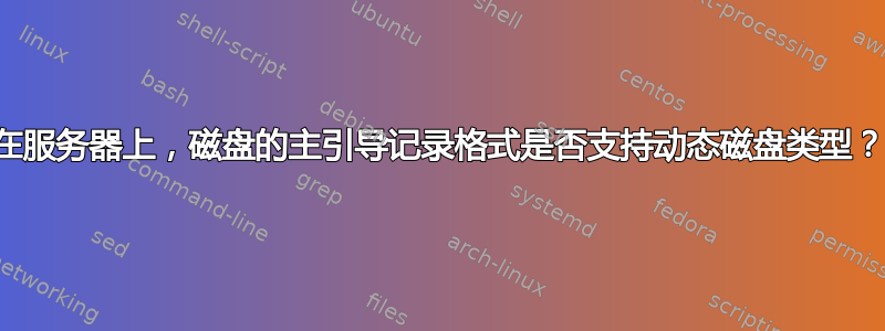 在服务器上，磁盘的主引导记录格式是否支持动态磁盘类型？