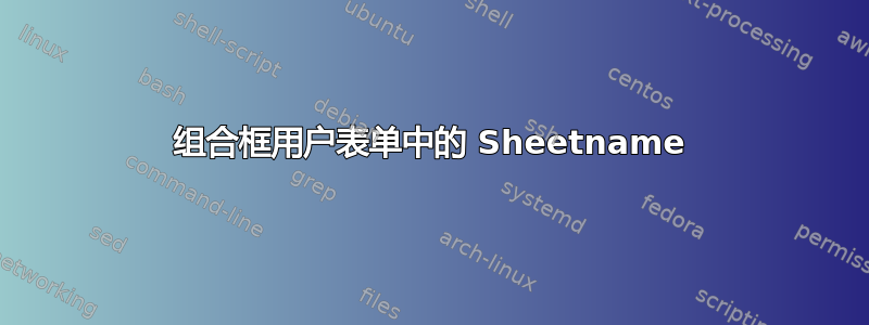 组合框用户表单中的 Sheetname