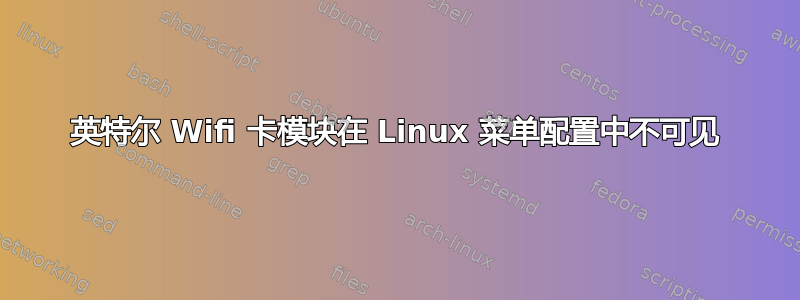 英特尔 Wifi 卡模块在 Linux 菜单配置中不可见