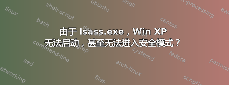 由于 lsass.exe，Win XP 无法启动，甚至无法进入安全模式？