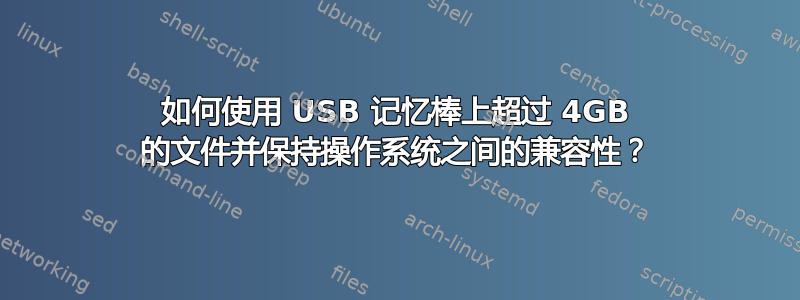 如何使用 USB 记忆棒上超过 4GB 的文件并保持操作系统之间的兼容性？