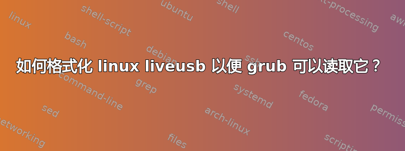 如何格式化 linux liveusb 以便 grub 可以读取它？