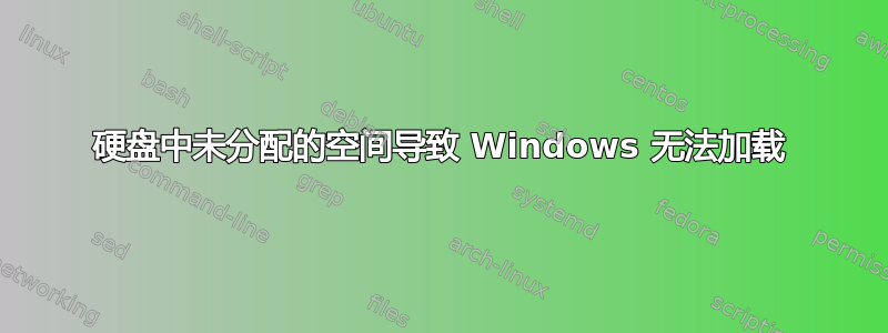 硬盘中未分配的空间导致 Windows 无法加载