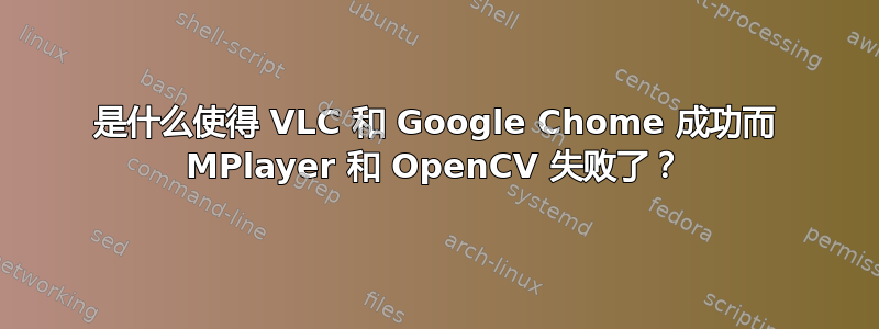 是什么使得 VLC 和 Google Chome 成功而 MPlayer 和 OpenCV 失败了？