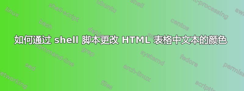 如何通过 shell 脚本更改 HTML 表格中文本的颜色