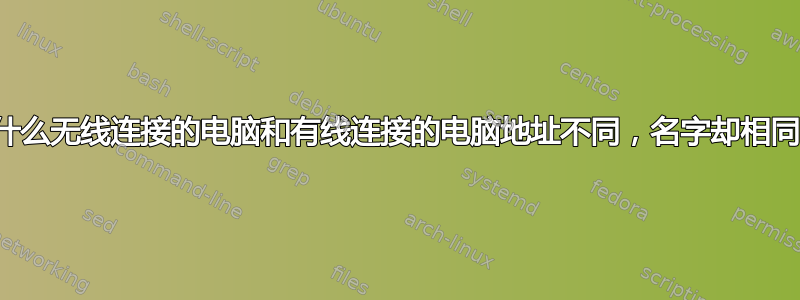 为什么无线连接的电脑和有线连接的电脑地址不同，名字却相同？