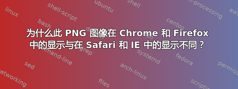 为什么此 PNG 图像在 Chrome 和 Firefox 中的显示与在 Safari 和 IE 中的显示不同？