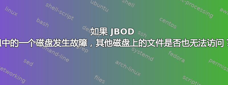 如果 JBOD 组中的一个磁盘发生故障，其他磁盘上的文件是否也无法访问？