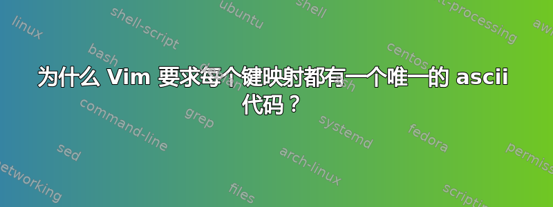 为什么 Vim 要求每个键映射都有一个唯一的 ascii 代码？