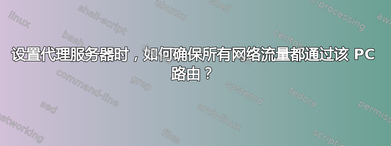 设置代理服务器时，如何确保所有网络流量都通过该 PC 路由？