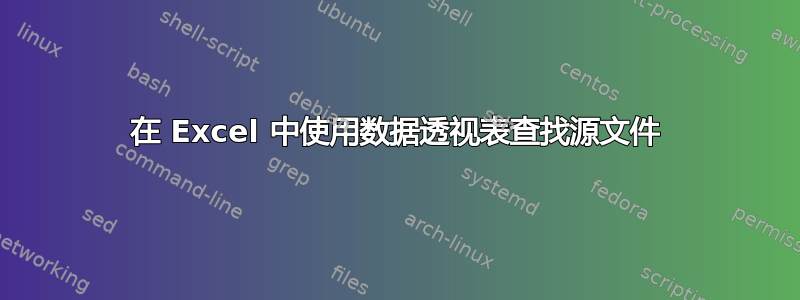 在 Excel 中使用数据透视表查找源文件