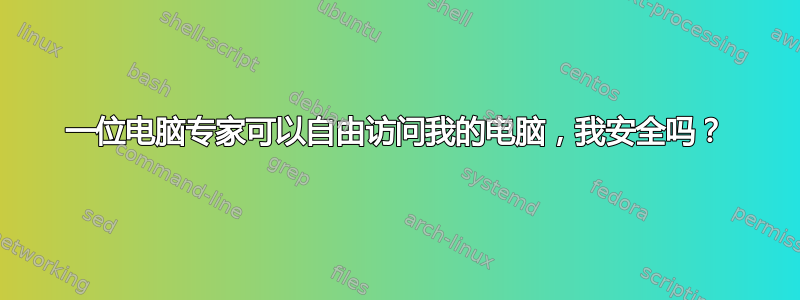 一位电脑专家可以自由访问我的电脑，我安全吗？