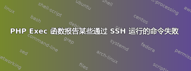 PHP Exec 函数报告某些通过 SSH 运行的命令失败