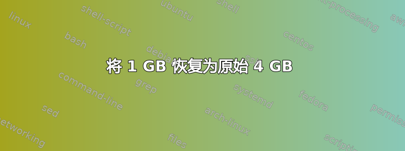 将 1 GB 恢复为原始 4 GB