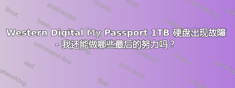 Western Digital My Passport 1TB 硬盘出现故障 - 我还能做哪些最后的努力吗？