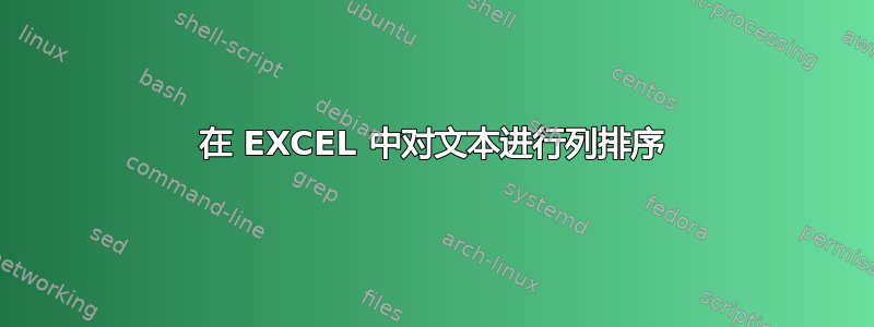 在 EXCEL 中对文本进行列排序