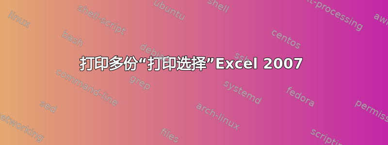 打印多份“打印选择”Excel 2007