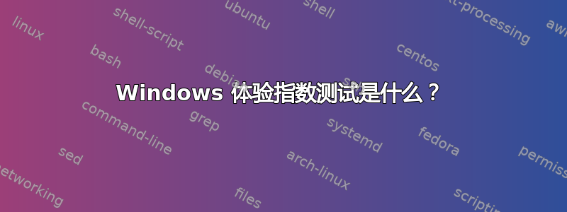 Windows 体验指数测试是什么？