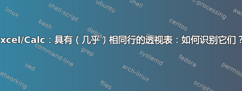 Excel/Calc：具有（几乎）相同行的透视表：如何识别它们？