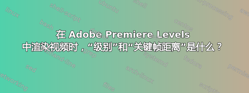 在 Adob​​e Premiere Levels 中渲染视频时，“级别”和“关键帧距离”是什么？