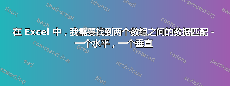 在 Excel 中，我需要找到两个数组之间的数据匹配 - 一个水平，一个垂直