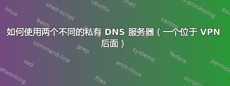 如何使用两个不同的私有 DNS 服务器（一个位于 VPN 后面）