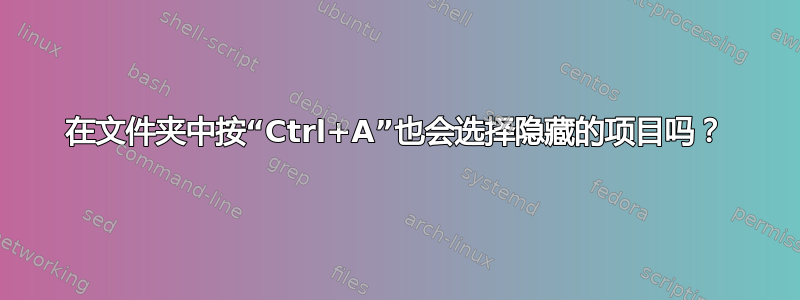 在文件夹中按“Ctrl+A”也会选择隐藏的项目吗？