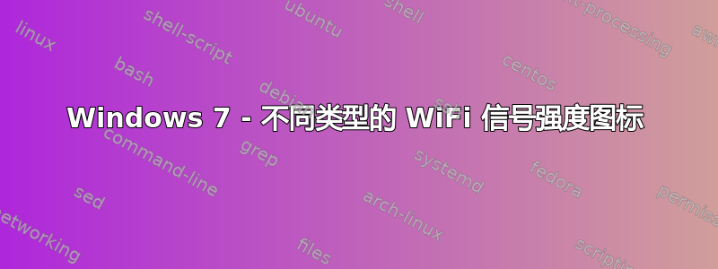 Windows 7 - 不同类型的 WiFi 信号强度图标