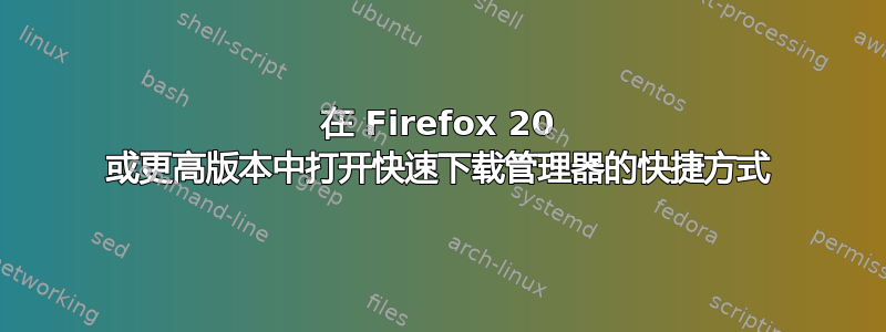 在 Firefox 20 或更高版本中打开快速下载管理器的快捷方式