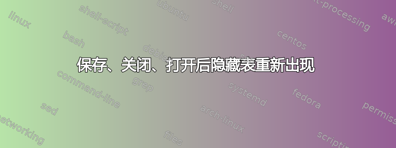 保存、关闭、打开后隐藏表重新出现