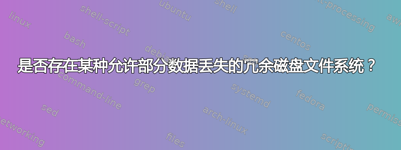 是否存在某种允许部分数据丢失的冗余磁盘文件系统？