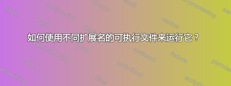 如何使用不同扩展名的可执行文件来运行它？