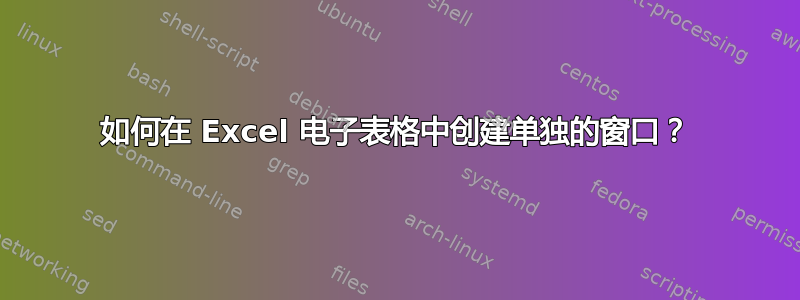 如何在 Excel 电子表格中创建单独的窗口？