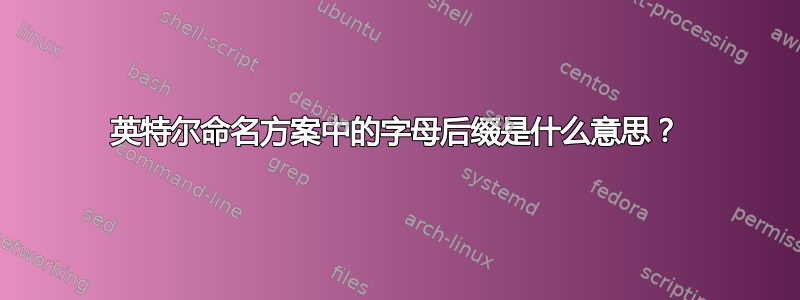 英特尔命名方案中的字母后缀是什么意思？