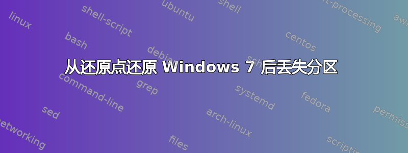 从还原点还原 Windows 7 后丢失分区