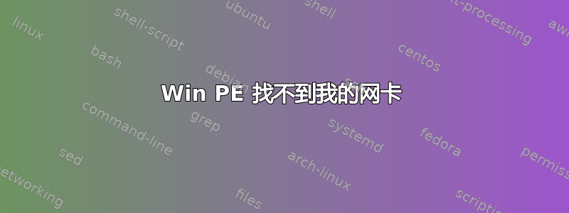 Win PE 找不到我的网卡