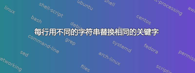 每行用不同的字符串替换相同的关键字