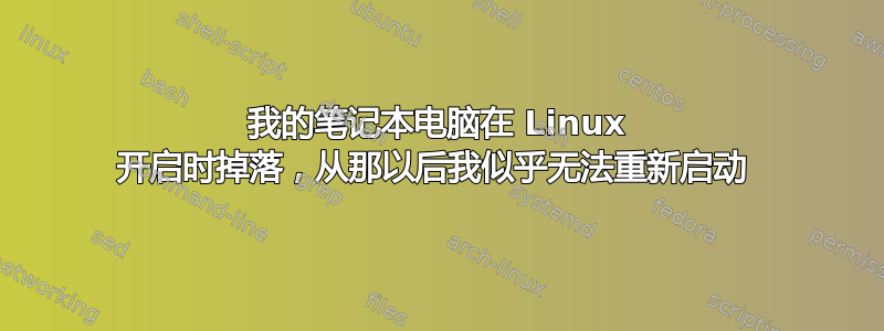 我的笔记本电脑在 Linux 开启时掉落，从那以后我似乎无法重新启动 