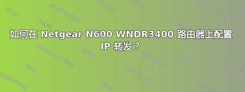 如何在 Netgear N600 WNDR3400 路由器上配置 IP 转发？