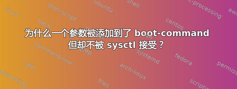 为什么一个参数被添加到了 boot-command 但却不被 sysctl 接受？