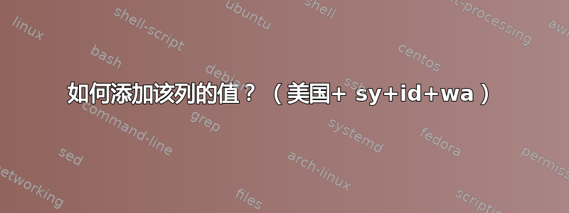 如何添加该列的值？ （美国+ sy+id+wa）