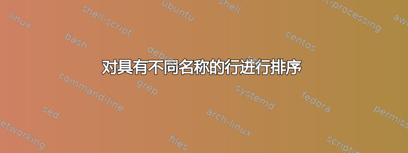 对具有不同名称的行进行排序