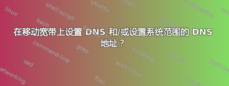 在移动宽带上设置 DNS 和/或设置系统范围的 DNS 地址？