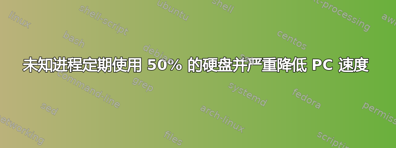 未知进程定期使用 50% 的硬盘并严重降低 PC 速度