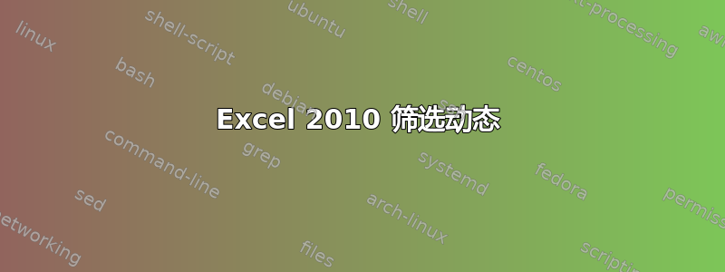 Excel 2010 筛选动态