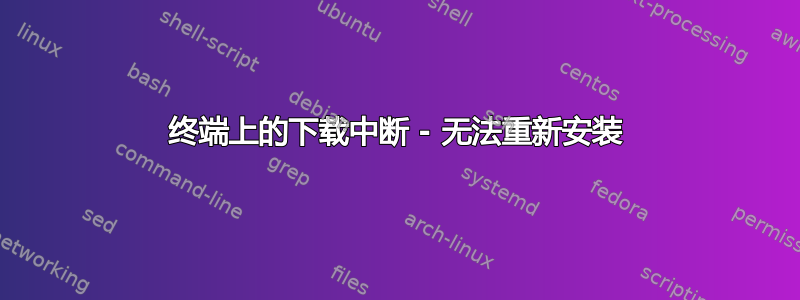 终端上的下载中断 - 无法重新安装