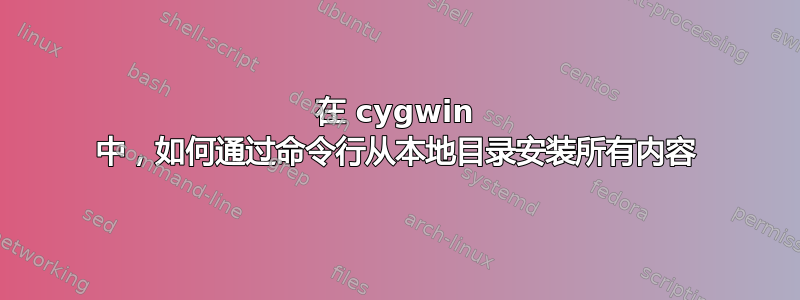 在 cygwin 中，如何通过命令行从本地目录安装所有内容