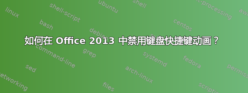 如何在 Office 2013 中禁用键盘快捷键动画？